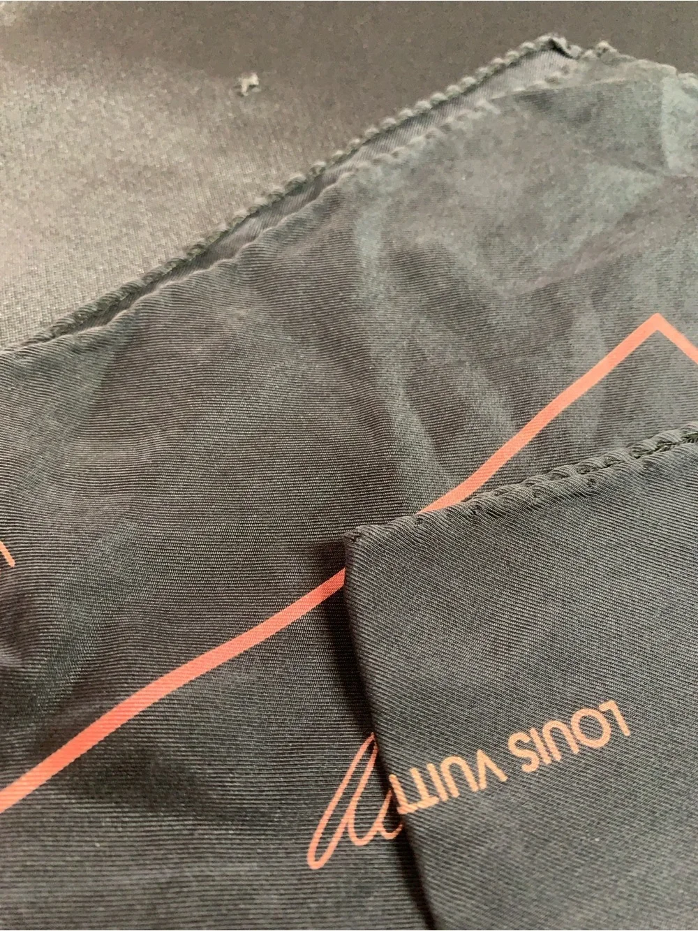 Louis Vuitton Black with Pink Script Print Silk Scarf